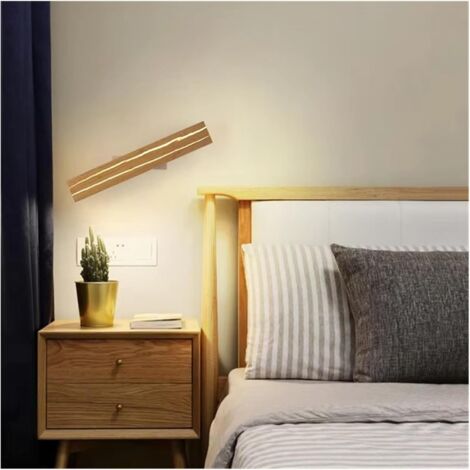 Applique a LED, Applique per interni, Applique per camera da letto, Applique in legno - Luce bianca calda 3000K, Luce notturna girevole a LED da 7 W, Illuminazione per interni per corridoio, bar e sca