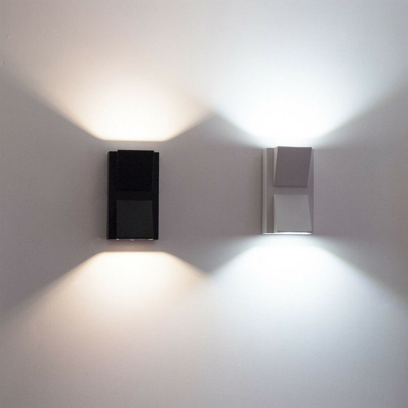 Image of Applique a led cob interno esterno faretto a doppia luce 10w lampada muro parete colore: nero tonalita' luce: bianco caldo 3000k
