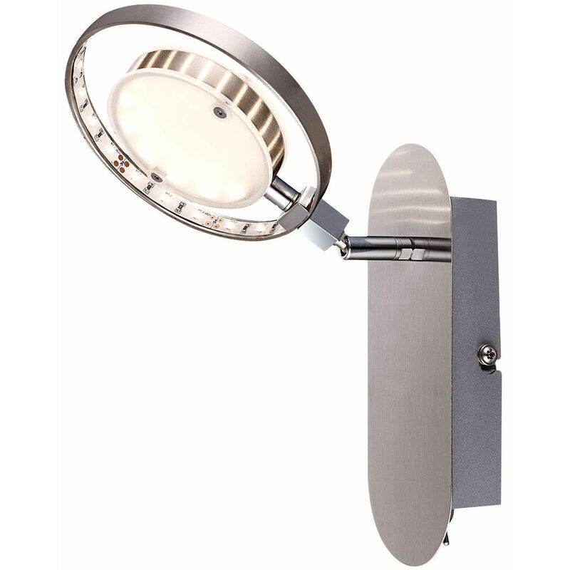 Image of Lampada da parete design LED anello in vetro satinato spot orientabile lampada faretto argento Globo 56108-1