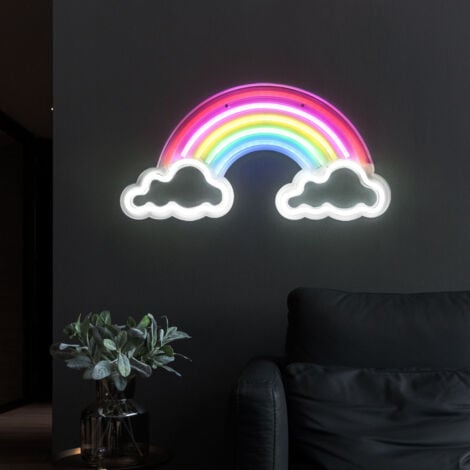 ETC-SHOP Applique a LED lampada arcobaleno luce decorativa lampada per cameretta dei bambini, cavo USB interruttore ON/OFF, plastica opale trasparente, L 40 cm