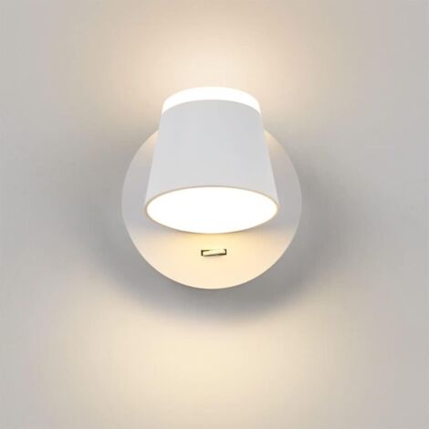 Applique a LED per camera da letto, applique a LED, applique per scale interne, applique per testiera, interruttore/LED 8W, garage, corridoio, hotel, rotazione a 360 gradi, bianco 3000K-RAPAND