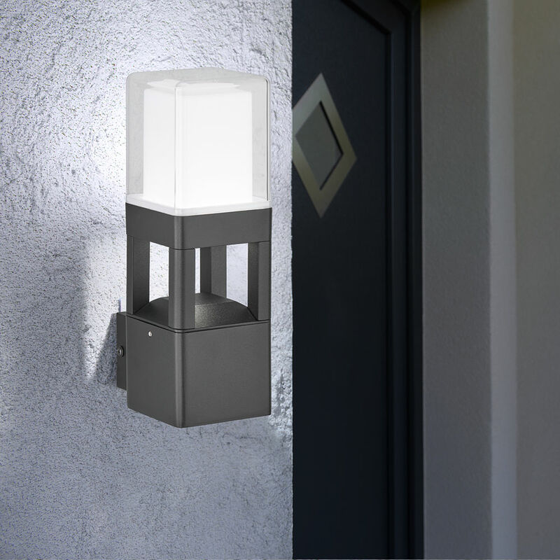 Image of Applique a led per esterni Luce per facciate per esterni Lampada da parete a led nera, metallo plastica, 10W 580lm bianco caldo, LxA 8,5x26 cm
