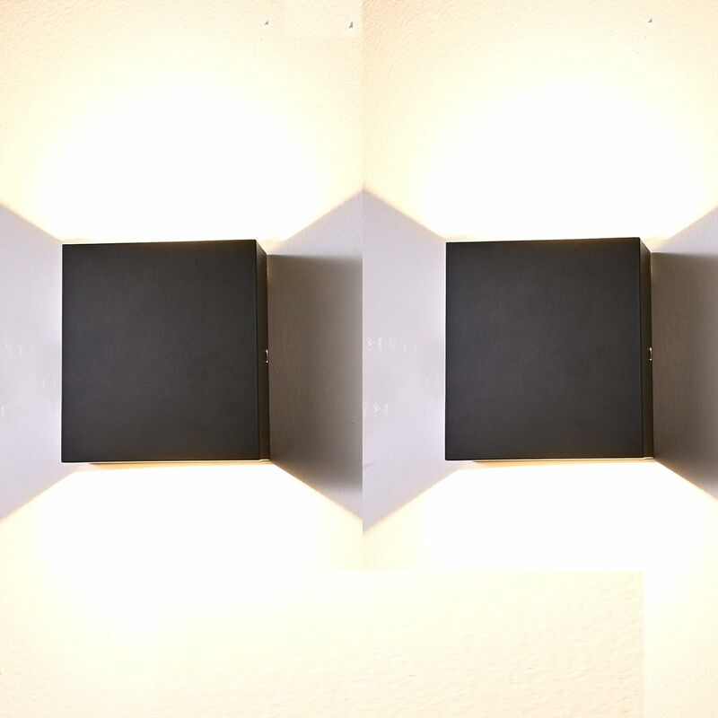 Image of Lampada da parete per interni a led, lampada da parete nera da 2 pezzi calda 3000K moderna per camera da letto soggiorno scala corridoio bagno (12W