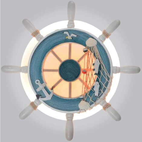 Applique a LED per interni da 14 W, lampada da parete per bambini a forma di remo in stile mediterraneo, bianco freddo 6000 K + bianco caldo 3000 K, lampada da parete per bambini, camera da letto, cor
