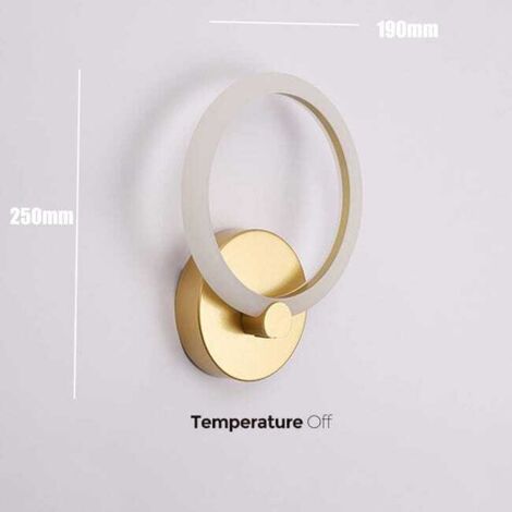 Applique a LED per interni, moderna lampada da comodino rotonda da 19 cm, ferro, oro, bianco caldo - 10 pezzi