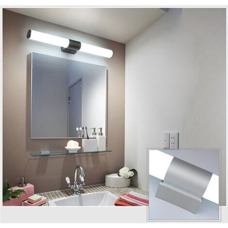 Applique a LED per specchio da bagno, in metallo e vetro, attacco E14 con spina elettrica.