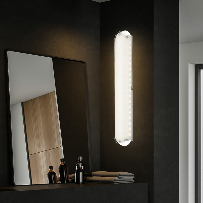 Image of Applique a led per specchio lampada da specchio cromo lampada da parete camera da letto vetro opalino, 9W 492Lm bianco caldo, LxPxA 47x8x6 cm