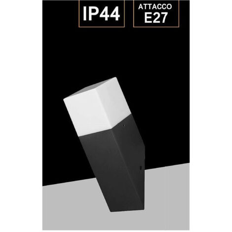 Applique A Muro Obliquo Esterno Attacco E27 In Alluminio Lampada Parete Ip44 B250 Noir