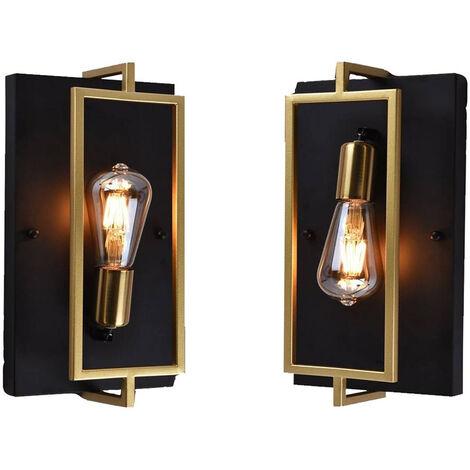 Applique a parete stile industriale lampada a muro in metallo attacco E27 decorazione soggiorno camera da letto nero e bronzo