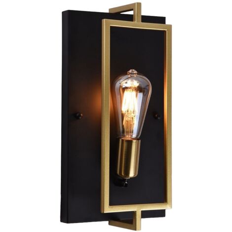Applique a parete stile retrò lampada a muro in metallo per LED E27 colore nero e bronzo