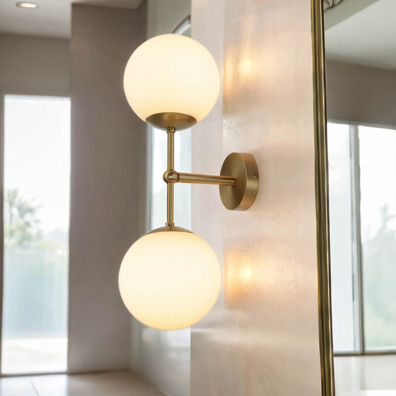 Applique Abat-jour boule verre laiton massif Applique salle de bain