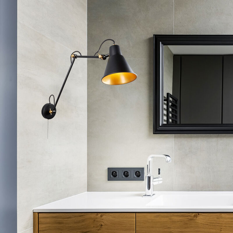 Applique orientable salon travail éclairage lampe de lecture noir or projecteur