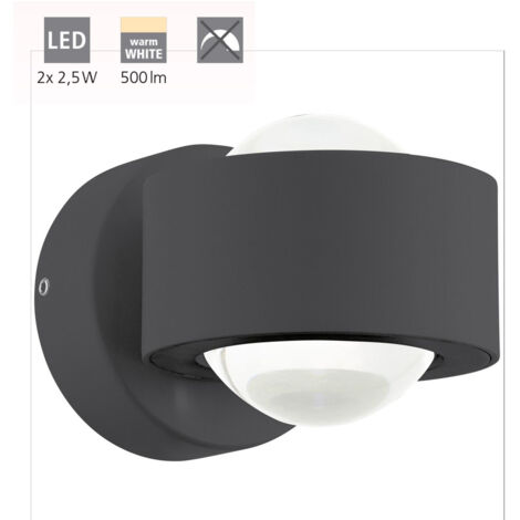 Applique aluminium Ono 2 LED L9cm - Noir