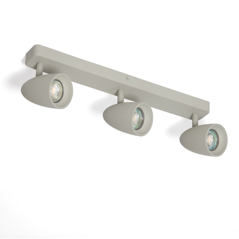 Ledkia - Applique Aluminium Rectangulaire Adrien 3 Spots Gris Pierre