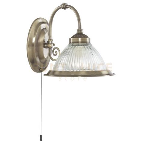 Applique American Diner - Ottone anticato e vetro rigato