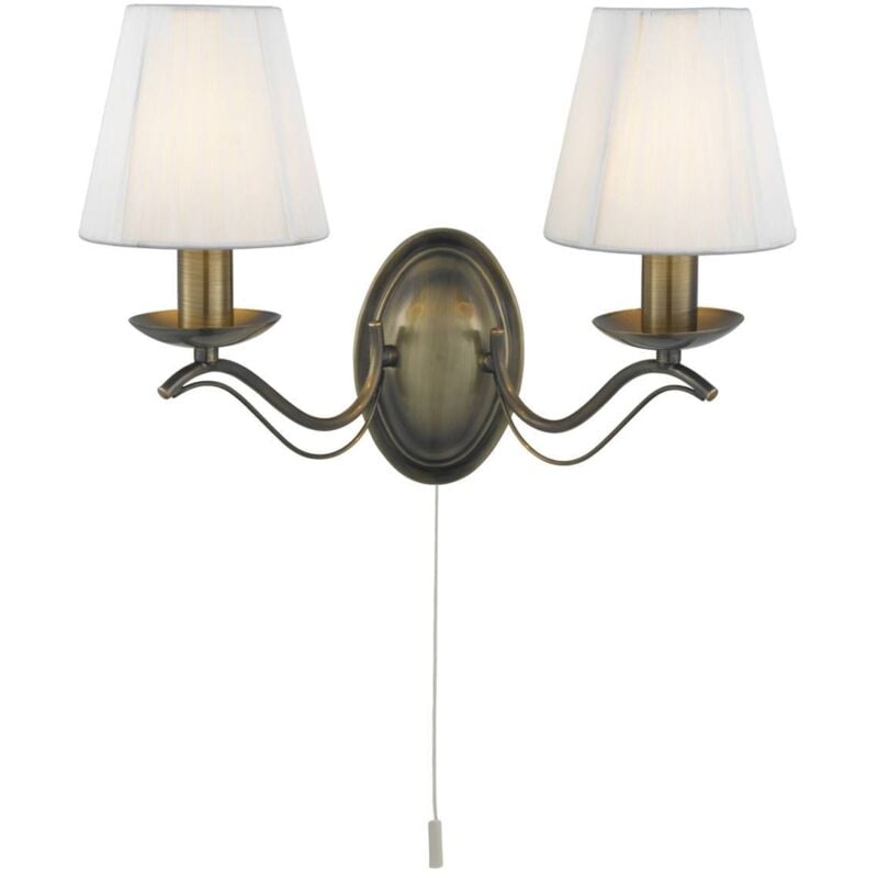 Andretti - Applique murale à 2 ampoules pour bougie d'intérieur en laiton antique avec abat-jour, E14 - Searchlight