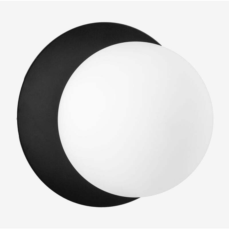 Sklum - Applique Anine en métal et verre Noir Ø15 cm