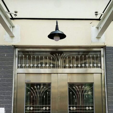 Applique antica da parete per esterni Lampada da parete a cupola Retro Industriale E27 Applique da parete impermeabile Rustico Bronzo Fienile Nero Paralume rotondo Magazzino Soffitto Balcone Superfici