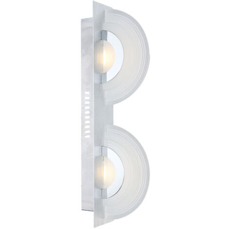 Applique, applique murale, lampe de couloir, lampe de couloir, lumière de cage d'escalier, lampe de chambre, 2 ampoules, verre chromé satiné, LED 5W 380Lm blanc chaud, LxP 46x6cm