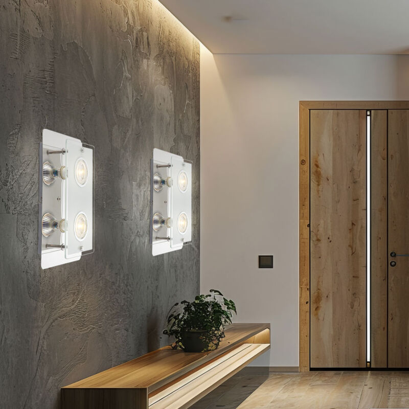 Globo Lighting - Applique applique murale lampe de salon lampe de couloir lampe de chambre, 2 ampoules, plaque de verre chrome clair opale, led 5W