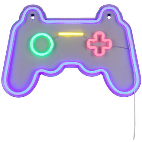 Applique, Applique murale néon Gamer, Manette multicolore Multicolore en Plastique, BOITE A DESIGN