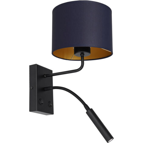 Applique Arden Luminex nera, paralume blu oro E27+G9