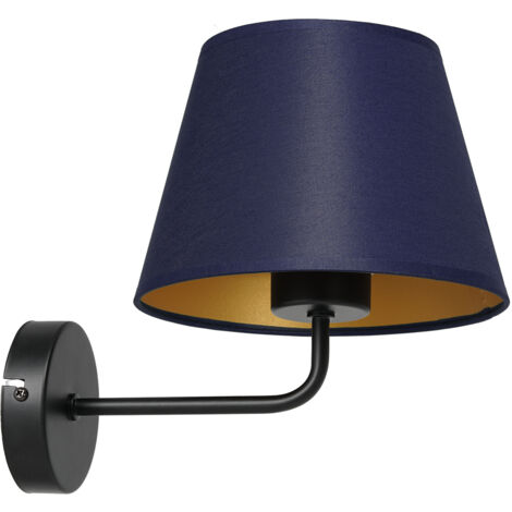 Applique Arden nera blu cono interno oro E27 Luminex