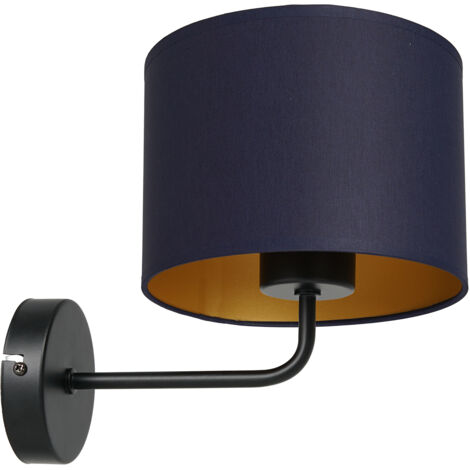 Applique Arden nera, paralume blu interno oro E27 15W Luminex