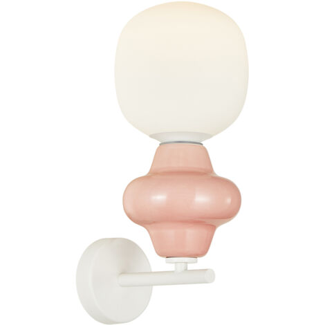 Applique Art Déco in ceramica rosa/bianca E14 40W Italux