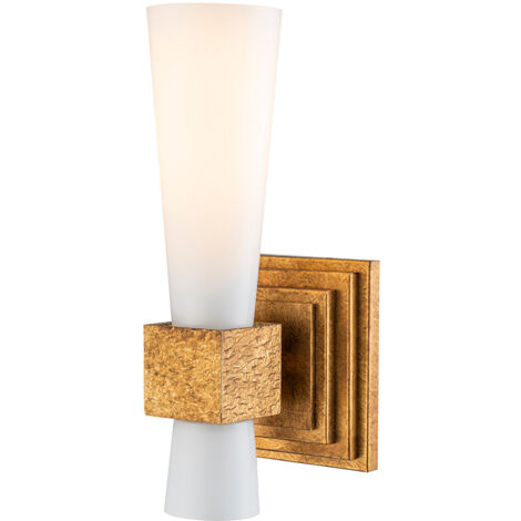 Applique Art Déco oro con vetro opale E27 Elstead Kristy