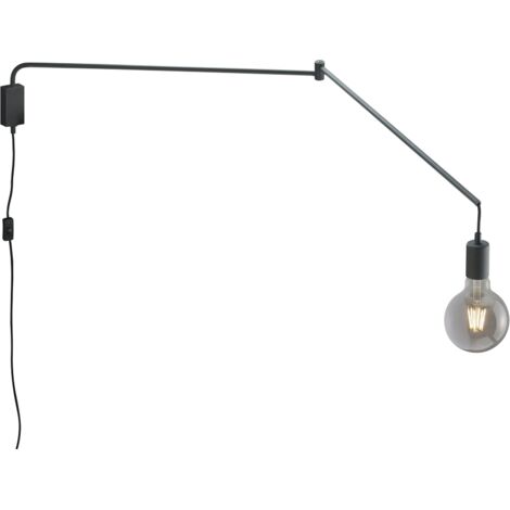 Applique articulee 1xe27 metal noir mat bras pivotant 150 cm - trio - line