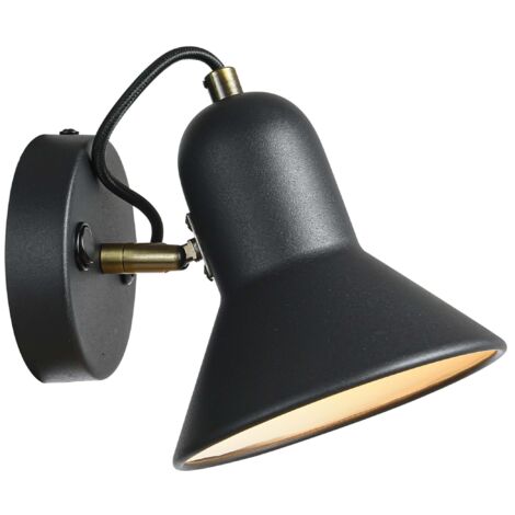 Applique Astama nera 1xE27 con interruttore Light Prestige