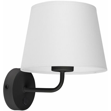 Applique avec interrupteur Tissu Métal Noir Blanc E27 Lampe murale - noir, blanc