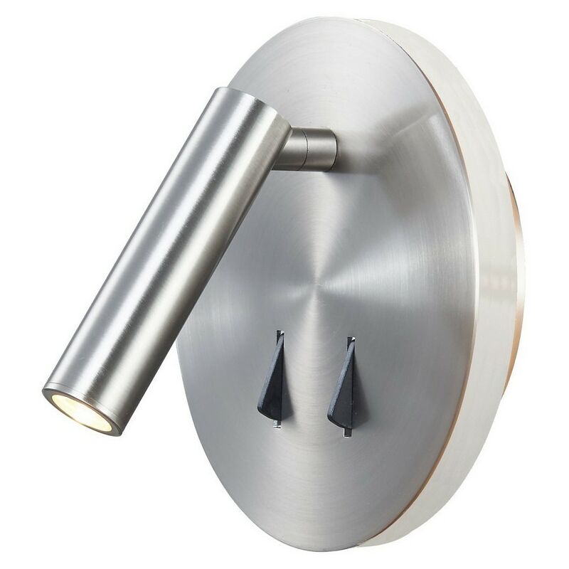 Image of Fusion satin nickel wall lamp with reading light 1 bulb 7.5cm