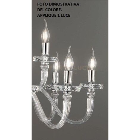 APPLIQUE BACH 1 LUCE CRISTALLO E CROMO H.36CM