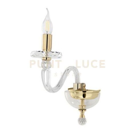 APPLIQUE BACH 1 LUCE CRISTALLO E ORO H.36CM