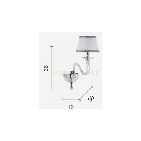 APPLIQUE BACH 1 LUCE CRISTALLO E ORO H.36CM CON PARALUME
