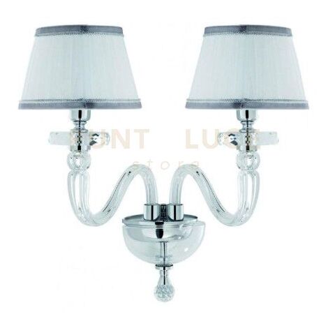 APPLIQUE BACH 2 LUCI CRISTALLO E CROMO ATTACCO E14 CON PARALUMI