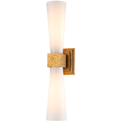 Applique bagno Art Déco oro, vetro opale 2xG9 Elstead