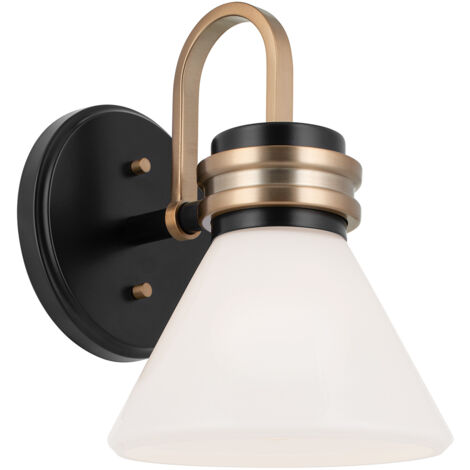 Applique bagno FARUM nero oro vetro opale G9 3W Kichler