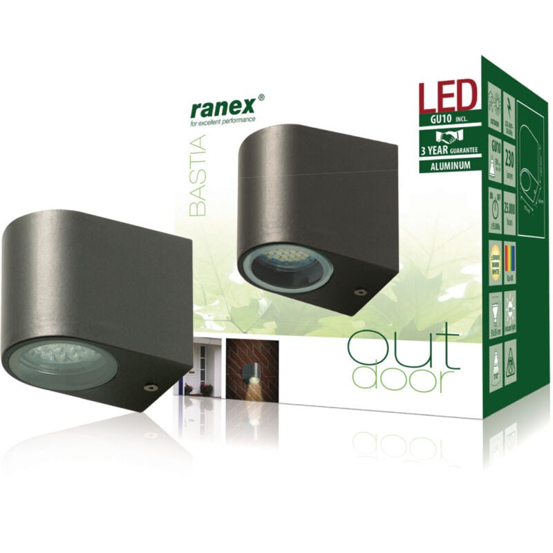 Applique d'extérieur à led Ranex Ra-5000332 en acier inoxydable