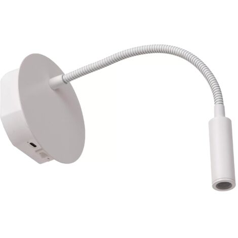 Applique bianca braccio flessibile lettura LED 2W USB Lucide