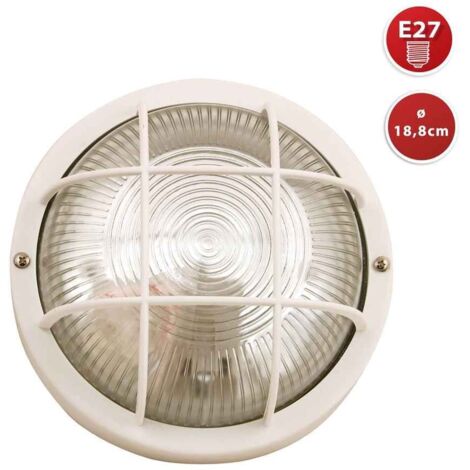 applique bianca tonda in plastica e vetro e27, 60w