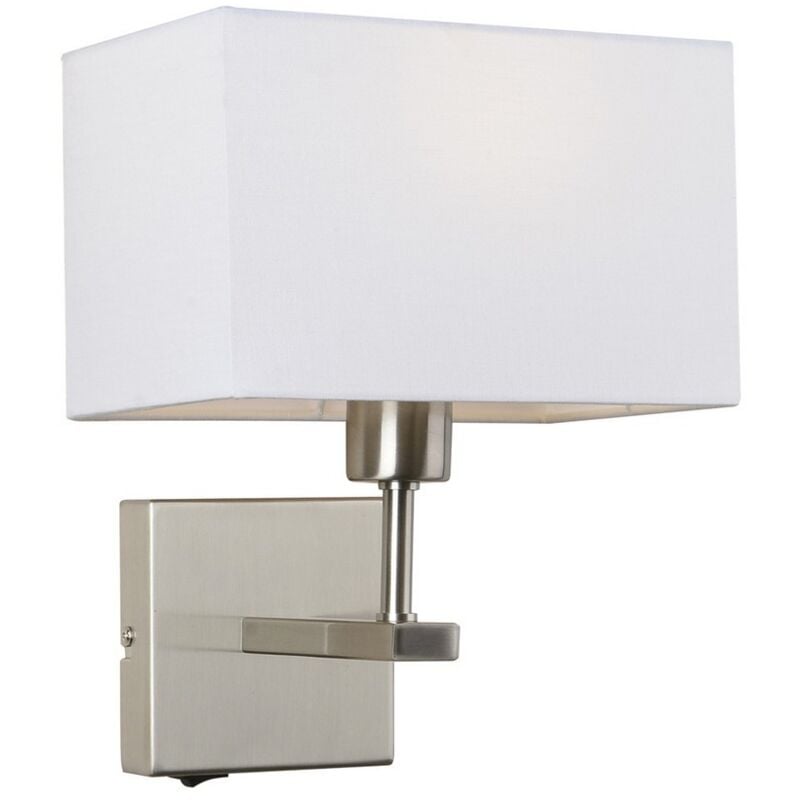 Norte - Lampe de chevet moderne nickel 1 lumière avec abat-jour rectangulaire blanc, E27 - Italux