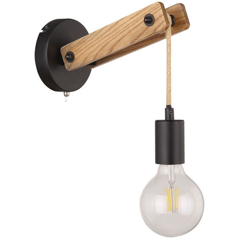 Applique bois corde de chanvre spot salon lampe FILAMENT dans un set comprenant des ampoules LED