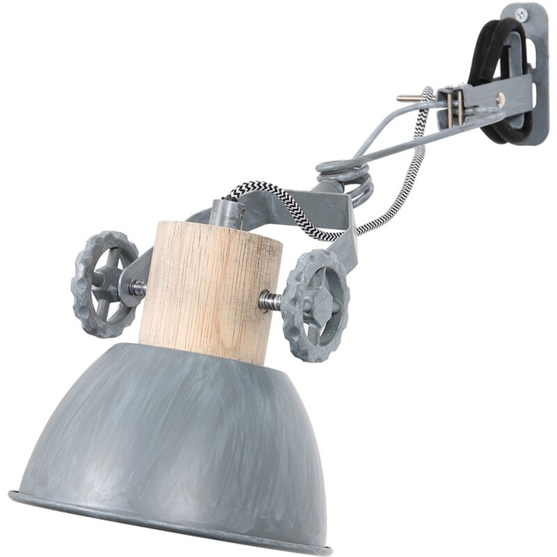 Spot - Gearwood - gris - métal bois de caoutchouc - E27 - Mexlite