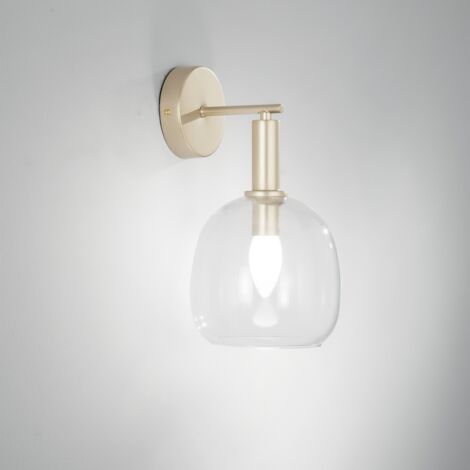 "Applique BRANDY con finiture oro e diffusore in vetro soffiato"