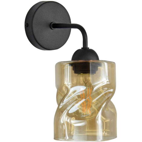 Applique Candellux Felis nero ambra vetro E27 60W 27cm