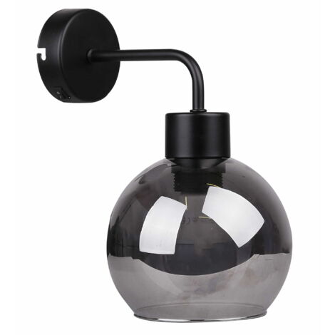 Applique Candellux Lady nera vetro fumé E27 interruttore