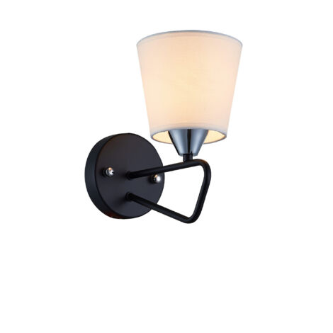 Applique Candellux Morley nera con paralume bianco E14
